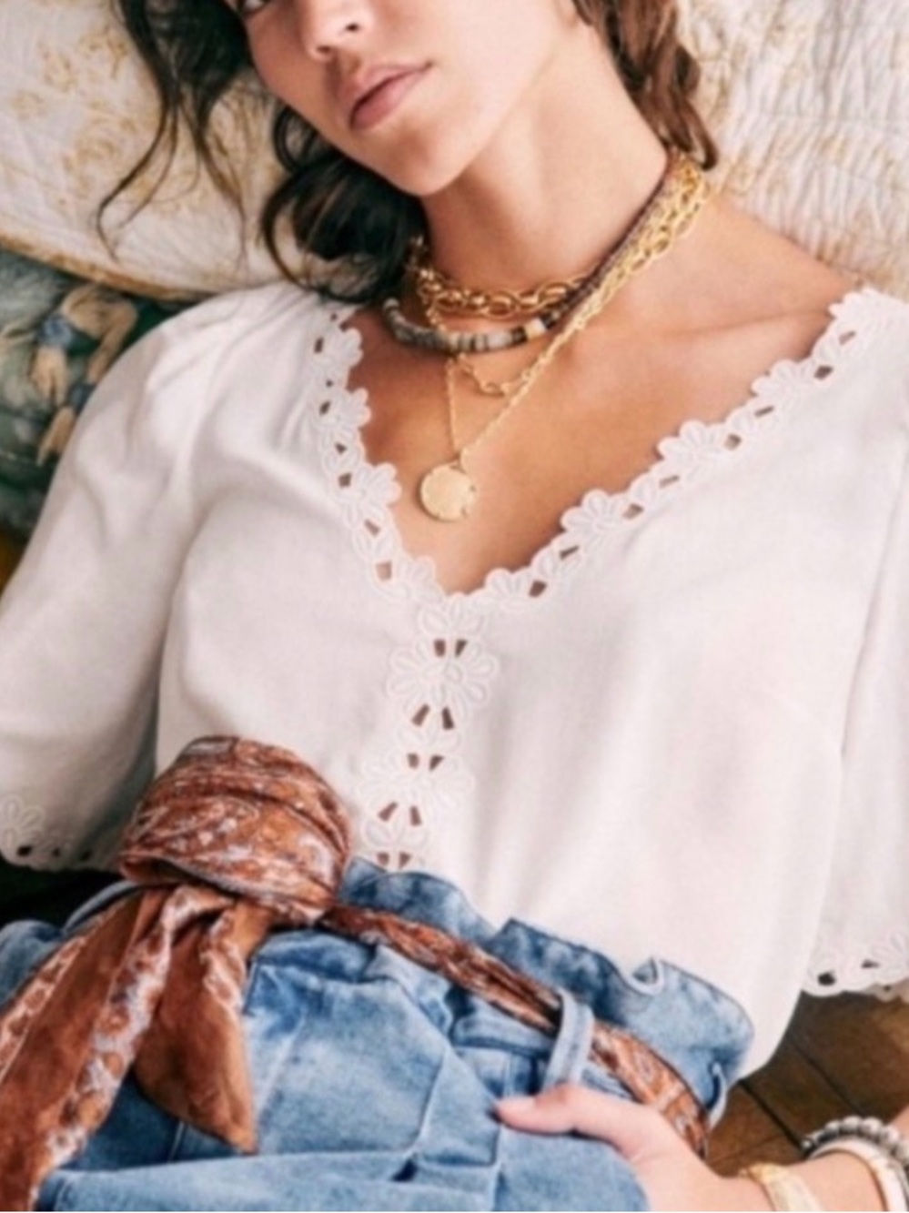 Sezane Ilonie Blouse in Ecru - Picture 2 of 11